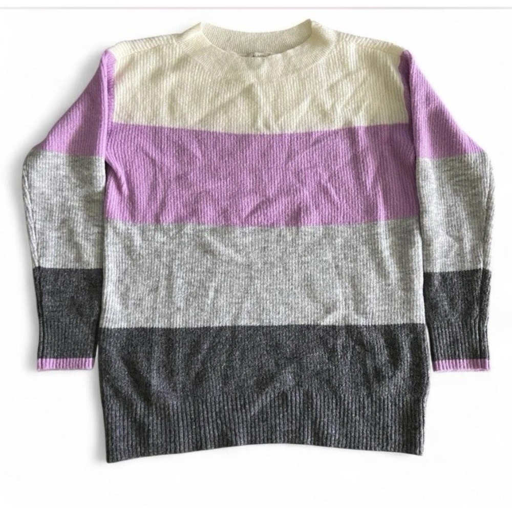 Talbots Colorblock‎ Striped Ribbed Open Neck Pullover Womens Sweater Size Small